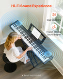 VEVOR Piano Numérique 88 Touches Lestées, Mode Double Clavier et Haut-parleurs, avec Support en X, Pédale de Sustain, Fonction Enregistrement, 280 Sonorités, Connexion Sans Fil, pour Débutants, Noir - image 4