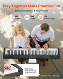 VEVOR Piano Numérique 88 Touches Lestées, Mode Double Clavier et Haut-parleurs, avec Support en X, Pédale de Sustain, Fonction Enregistrement, 280 Sonorités, Connexion Sans Fil, pour Débutants, Noir - image 5