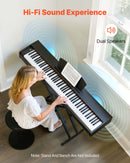 VEVOR Piano Numérique 88 Touches Lestées, Mode Double Clavier Haut-parleurs, avec Pédale de Sustain, Fonction d'Enregistrement, 238 Sonorités, Connexion Sans Fil, pour Débutants, Noir, sans Support - image 4