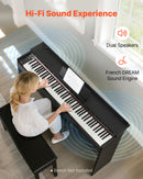 VEVOR Piano Numérique 88 Touches Lestées, Mode Double Clavier Haut-parleurs, avec Pupitre à Partitions, Support, Casque, Pédale de Sustain, 680 Sonorités, Connexion Sans Fil, pour Débutants, Noir - image 4