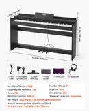 VEVOR Piano Numérique 88 Touches Lestées, Mode Double Clavier Haut-parleurs, avec Pupitre à Partitions, Support, Casque, Pédale de Sustain, 680 Sonorités, Connexion Sans Fil, pour Débutants, Noir - image 8