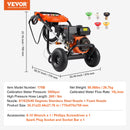 VEVOR Nettoyeur haute pression à essence, 3500 PSI, laveuse haute pression à gaz, 10 L/min, avec pompe en aluminium, pistolet pulvérisateur, rallonge et 5 buses pour voitures, maisons, allées, patios - image 8