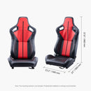 VEVOR Siège de course, lot de 2, cockpit de course réglable avec inclinaison grand angle et mousse haute résilience, cuir PVC souple et curseur Q235B, pour voitures de course et karts, noir+rouge - image 4