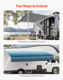 VEVOR Auvent Voiture Camping-car Caravane Latéral 457 cm, Pare-soleil Imperméable, Rétractable et Modulaire, en Vinyle avec Cadre en Alliage d'Aluminium, Réglage Manuel, pour Voiture, Bleu Dégradé - image 3