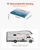 VEVOR Auvent Voiture Camping-car Caravane Latéral 457 cm, Pare-soleil Imperméable, Rétractable et Modulaire, en Vinyle avec Cadre en Alliage d'Aluminium, Réglage Manuel, pour Voiture, Bleu Dégradé - image 8