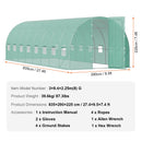 VEVOR Serre Tunnel Jardin, 835x290x225 cm, Tente Abri Plantes avec Cadre en Acier Galvanisé, Couverture en PE Verte, Porte à Glissière Enroulable, 16 Fenêtres, pour Extérieur Cultiver Légumes Fleurs - image 8