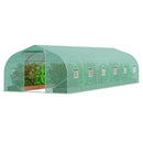 VEVOR Serre Tunnel Jardin, 900x300x200 cm, Tente Abri Plantes Toit Pointu, Cadre Acier Galvanisé, Couverture PE Verte, Porte à Glissière Enroulable, 12 Fenêtres, pour Extérieur Cultiver Légumes Fleurs