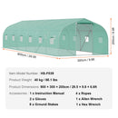 VEVOR Serre Tunnel Jardin, 900x300x200 cm, Tente Abri Plantes Toit Pointu, Cadre Acier Galvanisé, Couverture PE Verte, Porte à Glissière Enroulable, 12 Fenêtres, pour Extérieur Cultiver Légumes Fleurs - image 8