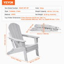 VEVOR Chaise Adirondack en Plastique, Lot de 2, Fauteuil de Jardin Pliant Portable, Charge 181,4 kg, avec Porte-Gobelet, Accoudoir Relaxant, pour Toutes Saisons, Extérieur, Patio, Arrière-Cour, Blanc - image 8
