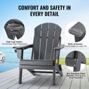VEVOR Chaise Adirondack en Plastique, Lot de 2, Fauteuil de Jardin Pliant Portable, Charge 181,4 kg, avec Porte-Gobelet, Accoudoir Relaxant, pour Toutes Saisons, Extérieur, Patio, Arrière-Cour, Gris - image 6
