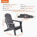 VEVOR Chaise Adirondack en Plastique, Lot de 2, Fauteuil de Jardin Pliant Portable, Charge 181,4 kg, avec Porte-Gobelet, Accoudoir Relaxant, pour Toutes Saisons, Extérieur, Patio, Arrière-Cour, Gris - image 8