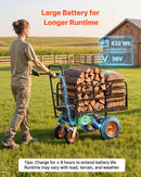 VEVOR Chariot de Jardin Électrique 500 W Charge 300 kg Chariot Motorisé, pour Transport Terre Bois Outils de Ferme, Batterie 432 Wh 36 V 12 A, Châssis Acier, avec 4 Roues, Pneus Tout-terrain, Frein - image 5