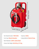 VEVOR Bidon d'Essence Diesel sur Roues, 121 L, Réservoir de Carburant, Pompe Transfert Carburant Électrique 12 V CC 56,7 L/min, Tuyau de Distribution 4 m, Buse Alliage Alu, pour Bateaux à Moteur, VTT - image 8