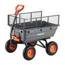 VEVOR Chariot de Jardin Basculant Max. 544 kg Chariot à Benne Basculante PP pour Transport de Bois Plantes Terre, Ridelles Amovibles, Poignée 2-en-1 Tractable, 4 Roues Increvables, Basculement à 90° - image 11