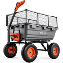 VEVOR Chariot de Jardin Basculant Max. 544 kg Chariot à Benne Basculante PP pour Transport de Bois Plantes Terre, Ridelles Amovibles, Poignée 2-en-1 Tractable, 4 Roues Increvables, Basculement à 90°