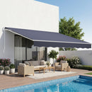 VEVOR Store Banne Manuel 400x300 cm Auvent Rétractable pour Terrasse et Balcon, Extérieur, Devantures de Cafés, de Restaurants, de Boutiques, avec Manivelle, Angle d'Inclinaison 45°-85°, Gris Foncé