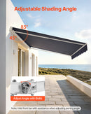 VEVOR Store Banne Manuel 400x300 cm Auvent Rétractable pour Terrasse et Balcon, Extérieur, Devantures de Cafés, de Restaurants, de Boutiques, avec Manivelle, Angle d'Inclinaison 45°-85°, Gris Foncé - image 7