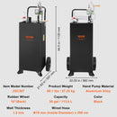 VEVOR Chariot à essence 30 gallons réservoir de stockage de carburant avec roues, pompe de transfert manuelle, conteneur d'essence carburant diesel pour voitures, tondeuses à gazon, VTT, bateaux, noir - image 8