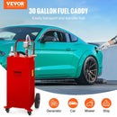 VEVOR Chariot de carburant 30 gallons réservoir de stockage d'essence 4 roues, pompe de transfert manuelle, conteneur de carburant essence diesel pour voitures, tondeuses à gazon, VTT, bateaux, rouge - image 3