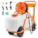 VEVOR Pulvérisateur de pelouse sur roue, pression réglable 0 à 90 PSI, pulvérisateur avec réservoir 60 L, avec 8 buses, 2 baguettes, couvercle à large ouverture pour jardin, désherbage, pulvérisation - image 2