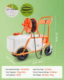 VEVOR Pulvérisateur de pelouse sur roue, pression réglable 0 à 90 PSI, pulvérisateur avec réservoir 60 L, avec 8 buses, 2 baguettes, couvercle à large ouverture pour jardin, désherbage, pulvérisation - image 8