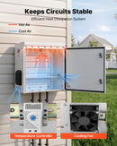 VEVOR Coffret Électrique Étanche Extérieur IP65, Boitier Électrique Mural Acier Laminé à Froid, 60x30x60 cm, avec Thermostat, Ventilateur, Capot de Protection, Porte à Clés, Montage sur Mur ou Poteau - image 4