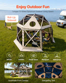 VEVOR Tente Moustiquaire Tonnelle Pop-up 3,6x3,6 m Tente Moustiquaire Pliante 8-10 Personnes Abri Solaire 13 Côtés pour Camping Famille, Terrasse, Jardin, avec Toit Amovible, Sac de Transport, Beige - image 4