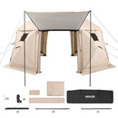VEVOR Tente Moustiquaire Tonnelle Pop-up 4,57x4,57 m Tente Moustiquaire Pliante 12-15 Personnes 13 Côtés Abri Solaire pour Camping Famille, Terrasse, Jardin, avec Toit Amovible Sac de Transport, Beige - image 10