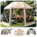 VEVOR Tente Moustiquaire Tonnelle Pop-up 4,57x4,57 m Tente Moustiquaire Pliante 12-15 Personnes 13 Côtés Abri Solaire pour Camping Famille, Terrasse, Jardin, avec Toit Amovible Sac de Transport, Beige - image 2