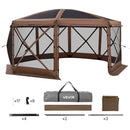 VEVOR Tente Moustiquaire Tonnelle Pop-up 4,57x4,57 m Tente Moustiquaire Pliante 12-15 Personnes Abri Solaire 8 Côtés pour Camping en Famille Terrasse Jardin, avec Toit Amovible Sac Transport, Marron - image 10