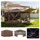 VEVOR Tente Moustiquaire Tonnelle Pop-up 4,57x4,57 m Tente Moustiquaire Pliante 12-15 Personnes Abri Solaire 8 Côtés pour Camping en Famille Terrasse Jardin, avec Toit Amovible Sac Transport, Marron