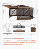 VEVOR Tente Moustiquaire Tonnelle Pop-up 4,57x4,57 m Tente Moustiquaire Pliante 12-15 Personnes Abri Solaire 8 Côtés pour Camping en Famille Terrasse Jardin, avec Toit Amovible Sac Transport, Marron - image 8