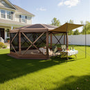 VEVOR Tente Moustiquaire Tonnelle Pop-up 4,57x4,57 m Tente Moustiquaire Pliante 12-15 Personnes Abri Solaire 8 Côtés pour Camping en Famille Terrasse Jardin, avec Toit Amovible Sac Transport, Marron - image 9