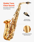 VEVOR Saxophone Alto Mi Bémol Kit Saxophone Débutants en Laiton Résistant avec Étui de Transport, Bec, Sangles, Chiffon de Nettoyage, Gants, Sangle de Cou, 23 Touches, pour Débutants, Étudiants, Doré - image 4