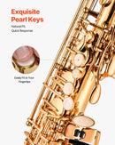 VEVOR Saxophone Alto Mi Bémol Kit Saxophone Débutants en Laiton Résistant avec Étui de Transport, Bec, Sangles, Chiffon de Nettoyage, Gants, Sangle de Cou, 23 Touches, pour Débutants, Étudiants, Doré - image 5
