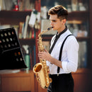 VEVOR Saxophone Alto Mi Bémol Kit Saxophone Débutants en Laiton Résistant avec Étui de Transport, Bec, Sangles, Chiffon de Nettoyage, Gants, Sangle de Cou, 23 Touches, pour Débutants, Étudiants, Doré - image 9