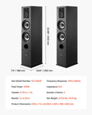 VEVOR Enceinte Colonne Paire Passive Tour de Son 3 Voies, avec Tweeter 19 mm 25,4 mm, Woofer 133,4 mm, Puissance de Crête 145 W, Réponse en Fréquence 70 Hz à 20 kHz, Boîtier MDF, pour Système Audio Domestique - image 8