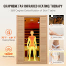 VEVOR Sauna infrarouge lointain pour 2 personnes, cabine sauna domestique en bois de pruche infrarouge à faible EMF avec porte en verre trempé, haut-parleurs Bluetooth, utilisation intérieure, 1800 W - image 4