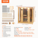 VEVOR Sauna Infrarouge Lointain pour 3-4 Personnes, Cabine Sauna Domestique Bois de Pruche Infrarouge à Faible EMF, 2580 W, avec Porte en Verre Trempé, Haut-parleurs Bluetooth, Lumières Chromothérapie - image 8
