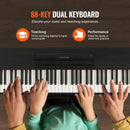VEVOR Piano numérique, 88 touches entièrement pondérées, ensemble piano à clavier électrique avec double clavier, haut-parleurs, support, casque, 200 sons et rythmes, Bluetooth USB MIDI pour débutants - image 4