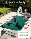 VEVOR Couverture de sécurité pour piscines creusées 4,3 x 7,9 m maille verte couverture de sécurité taille 4,9 x 8,5 m avec outils d'installation pour piscine d'hiver, résister au soleil, au vent - image 5