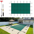 VEVOR Couverture de sécurité pour piscines creusées 4,9x9 m maille verte couverture de sécurité taille 5,5x9,8 m avec ensemble outils d'installation pour piscine d'hiver, résister au soleil, au vent - image 2