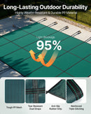 VEVOR Couverture de sécurité pour piscines creusées 4,9x9 m maille verte couverture de sécurité taille 5,5x9,8 m avec ensemble outils d'installation pour piscine d'hiver, résister au soleil, au vent - image 4