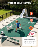 VEVOR Couverture de sécurité pour piscines creusées 4,9x9 m maille verte couverture de sécurité taille 5,5x9,8 m avec ensemble outils d'installation pour piscine d'hiver, résister au soleil, au vent - image 5