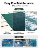 VEVOR Couverture de sécurité pour piscines creusées 4,9x9 m maille verte couverture de sécurité taille 5,5x9,8 m avec ensemble outils d'installation pour piscine d'hiver, résister au soleil, au vent - image 6