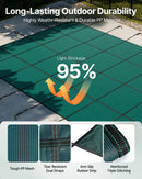 VEVOR Couverture de sécurité pour piscines creusées 6,1 x 12,2 m maille verte couverture de sécurité taille 6,7 x 12,8 m avec outils d'installation pour piscine d'hiver, résister au soleil, au vent - image 4