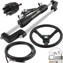 VEVOR Kit de Direction Hydraulique pour Bateau 300 HP, Cylindre de Direction Hors-bord, Pompe à Barre avec Volant et Tuyau de Direction Hydraulique de 5,5 m, pour Système de Direction des Bateaux