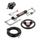 VEVOR Kit direction hydraulique hors-bord 90 CV, système de direction hydraulique pour marin avec volant, pompe de gouvernail, vérin de direction et 2 tuyaux pour bateaux monomoteurs à station unique - image 2