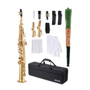 VEVOR Saxophone Droit Soprano Si Bémol Kit Saxophone Débutants Laiton Résistant avec Étui de Transport, Bec, Sangles, Chiffon et Tige de Nettoyage, Gants, 23 Touches, pour Débutants, Étudiants, Doré - image 2