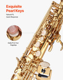 VEVOR Saxophone Droit Soprano Si Bémol Kit Saxophone Débutants Laiton Résistant avec Étui de Transport, Bec, Sangles, Chiffon et Tige de Nettoyage, Gants, 23 Touches, pour Débutants, Étudiants, Doré - image 5